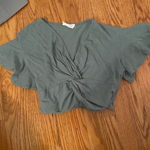 Mustard Seed green sinch crop top